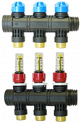 80873 Розподілювач для колектора на 3 контура з витратоміром